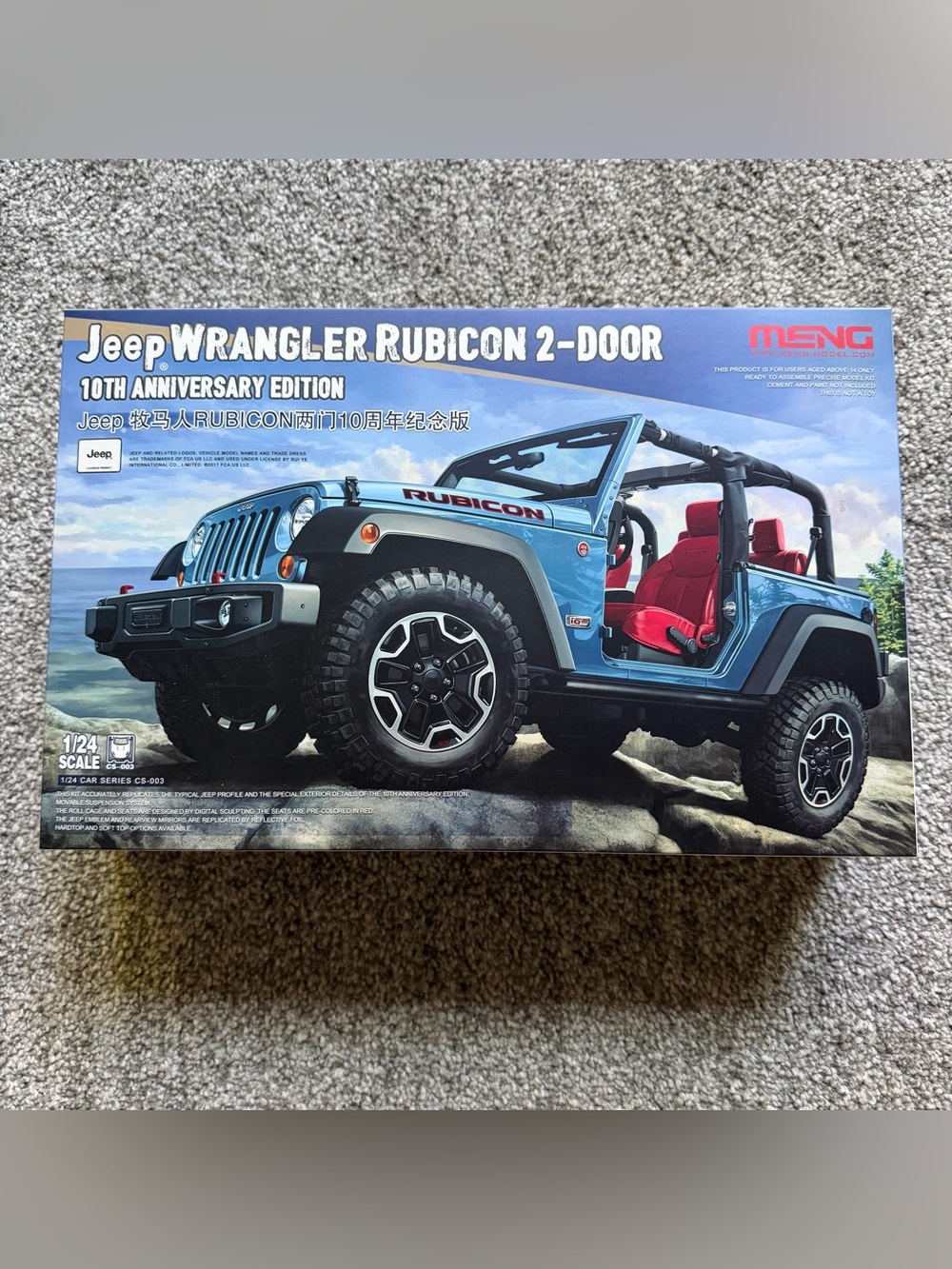 MENG Jeep Wrangler Rubicon 2-Door 10th Anniversary Edition 1/24 Scale Model Kit